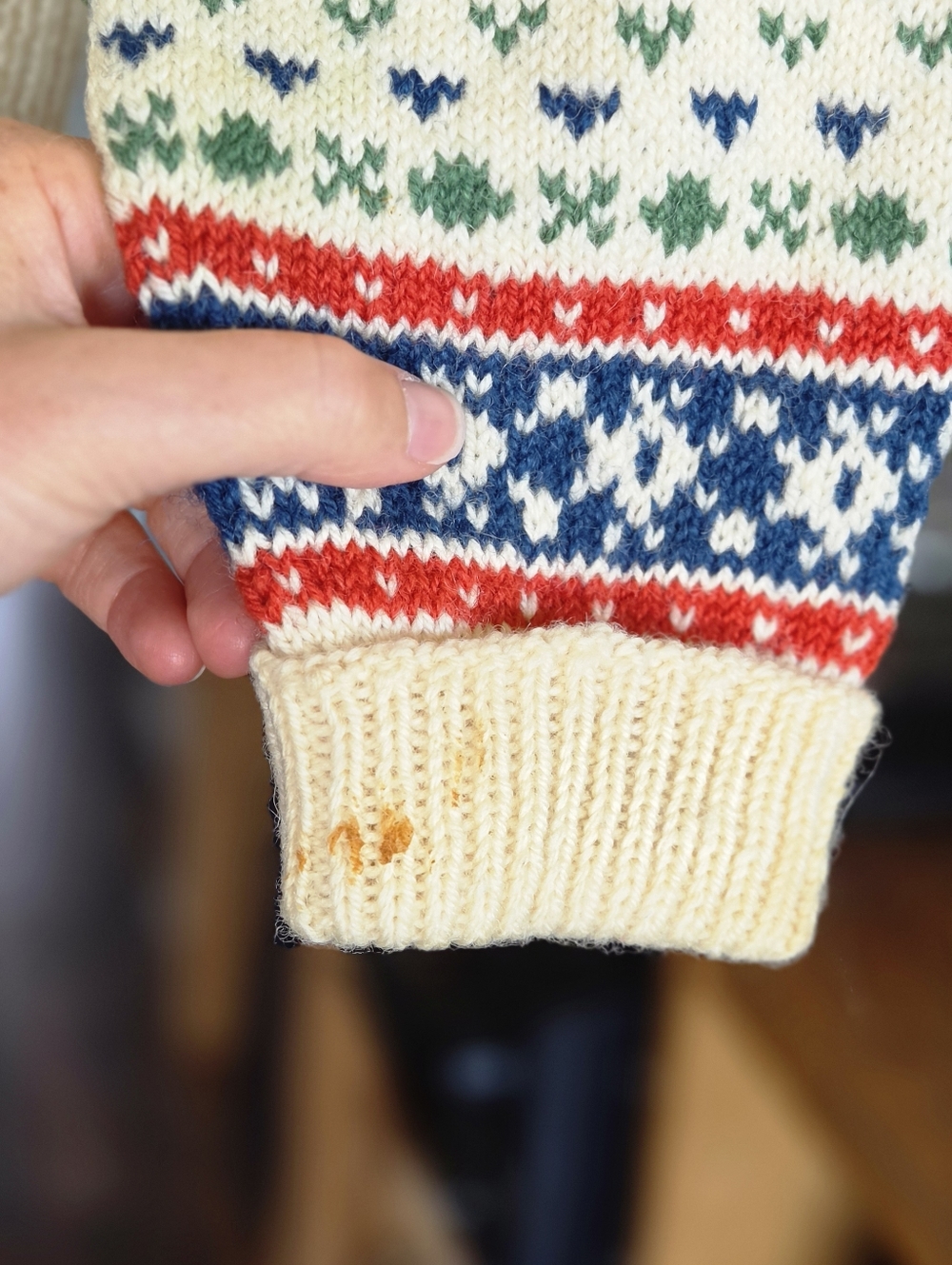 VTG 70s Husfliden Nordic Fair Isle Crewneck Cardigan Sweater - Picture 3 of 7